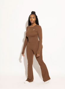 Snatched Flare Leg Long Sleeve One Piece